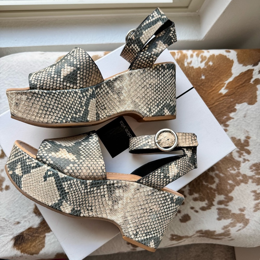 Dolce Vita Lesly Snake Print Leather Platform Sandals